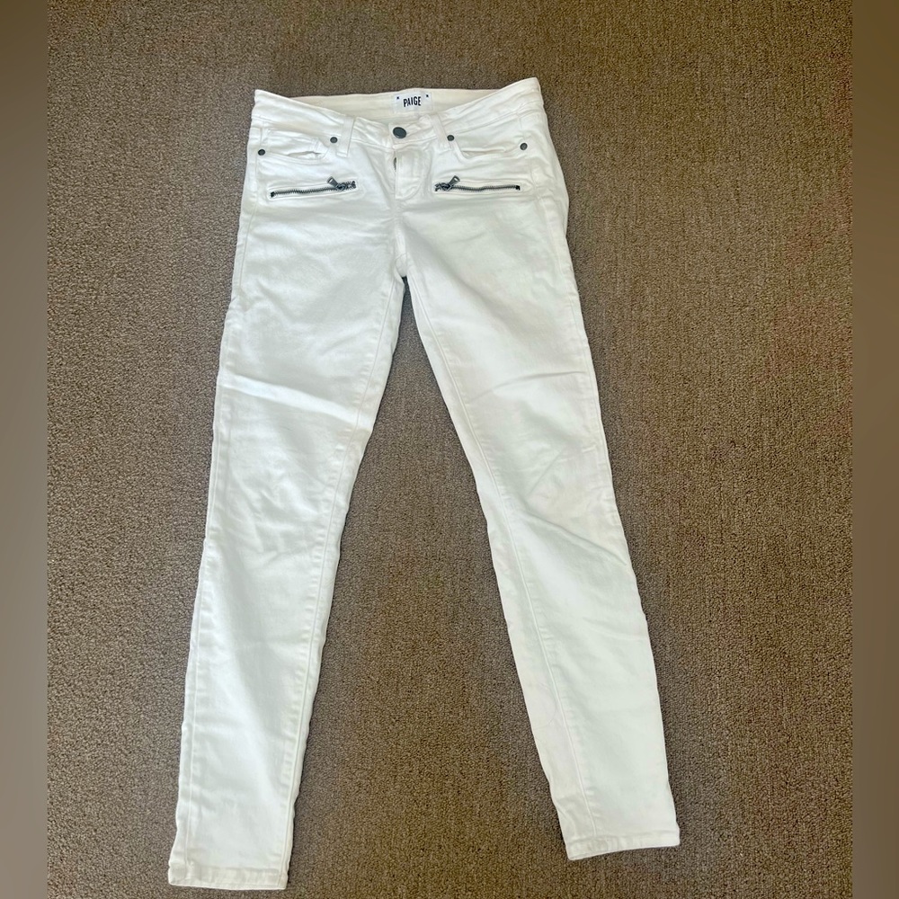 Paige White Skinny Jeans w/zippers